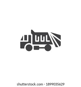 Garbage truck vector icon. filled flat sign for mobile concept and web design. Garbage truck transportation glyph icon. Symbol, logo illustration. Vector graphics
