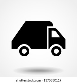 garbage truck vector icon. silhouette black icon of garbage truck isolated on white background
