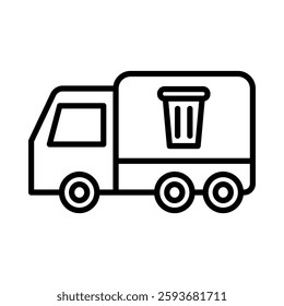 Garbage truck Vector Line Icon Design