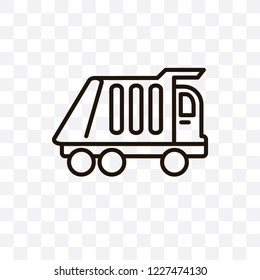 Garbage truck vector linear icon isolated on transparent background, Garbage truck transparency concept can be used for web and mobile