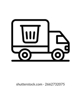 Icono de contorno de Vector de camión de basura. Archivo EPS 10