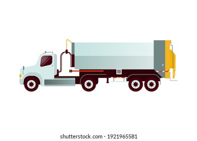 Garbage Truck Vehicle. Modern Flat Style Vector Illustration. Social Media Template.