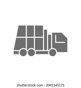 Garbage truck, vehicle for waste grey icon.