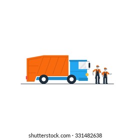 Garbage truck, waste collector, transportation services, truck drivers and workers