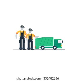 Garbage truck, waste collector, transportation services, truck drivers and workers