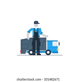 Garbage truck, waste collector, transportation services, truck drivers and workers