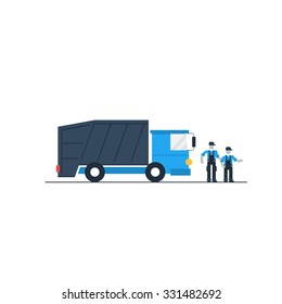 Garbage truck, waste collector, transportation services, truck drivers and workers