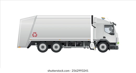 Garbage trucks cleaning and recycling service vector illustration