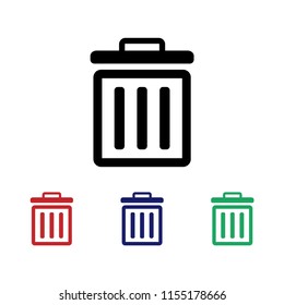 Garbage vector icon, Delete sign, Trash symbol, Flat garbage set