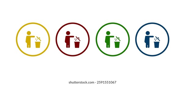 Garbage vector icon. Trash can symbol illustration. trash icon in different color design.