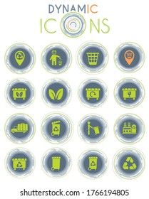 garbage vector icons on white background with dynamic lines for animation
