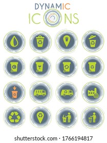 garbage vector icons on white background with dynamic lines for animation