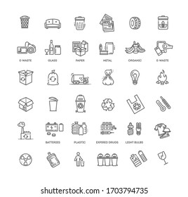 Garbage Vector Line Icons Set. Garbage icons set