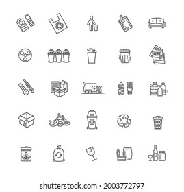 Garbage Vector Line Icons Set. Garbage icons set