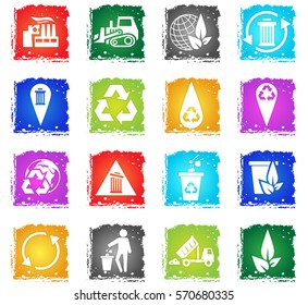 garbage vector web icons in grunge style for user interface design