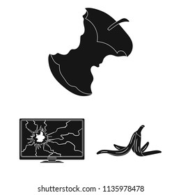 Garbage and waste black icons in set collection for design. Cleaning garbage vector symbol stock web illustration.