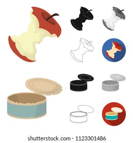 Garbage and waste cartoon,black,flat,monochrome,outline icons in set collection for design. Cleaning garbage vector symbol stock web illustration.