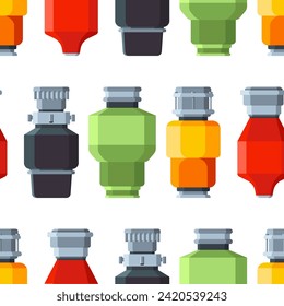 Garbage and waste disposer vector cartoon seamless pattern background for wallpaper, wrapping, packing, and backdrop.