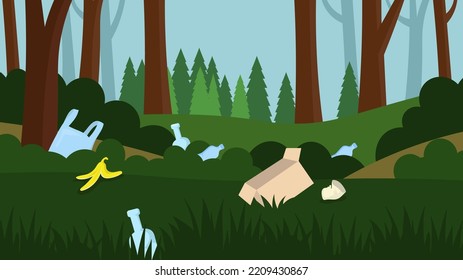 garbage and waste in the forest