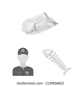 Garbage and waste monochrome icons in set collection for design. Cleaning garbage vector symbol stock web illustration.