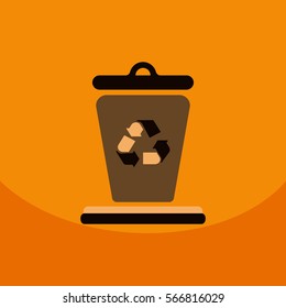 Garbage Waste Recycling Line Art Thin Vector Icons Set with Trashcans