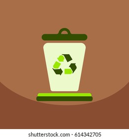 Garbage Waste Recycling Line Art Thin Vector Icons Set with Trashcans