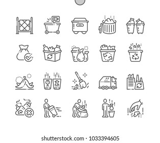 Garbage Well-crafted Pixel Perfect Vector Thin Line Icons 30 2x Grid for Web Graphics and Apps. Simple Minimal Pictogram