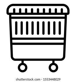 Garbage wheel box icon. Outline garbage wheel box vector icon for web design isolated on white background