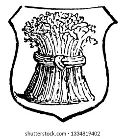 Garbe is a heraldic term for a sheaf of any kind of corn, vintage line drawing or engraving illustration.