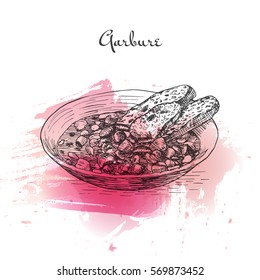 Garbure watercolor effect illustration. Vector illustration of French cuisine.