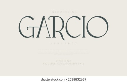 Garcio tipografia beleza moda elegante minimalista serif italic fontes decorativo casamento vintage retro logos. Logotipo de fonte de luxo mínimo alfabeto. Ilustração vetorial