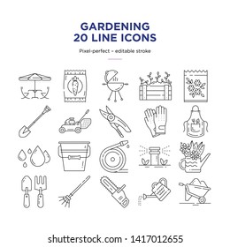 Garden – 20 Line Icon Set