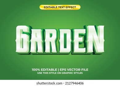 Garden 3d text effect with floral and go green theme. blue typography template for floral product