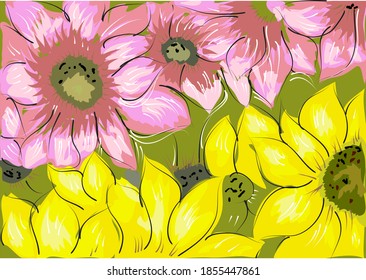 garden abstract background with multicolor flover