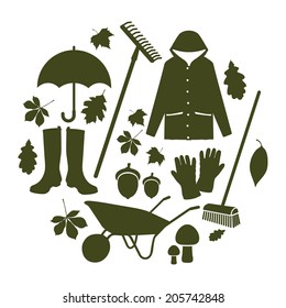 garden autumn icon set vector