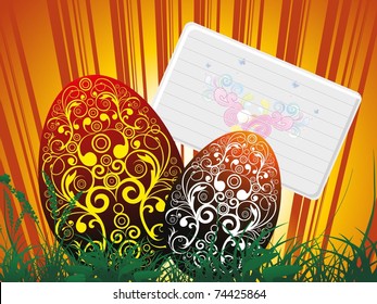 garden background with decorated egg