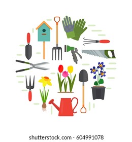 Garden banner. Flat vector
