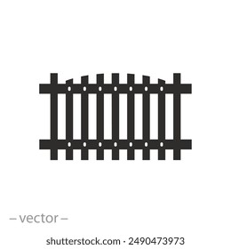 Icono de la barrera del jardín, cerca de madera, patio de la valla, Ilustración vectorial plana