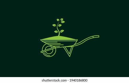 garden barrow with plant logo vector symbol icon design illustration