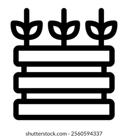 Garden bed icon with simple and line style