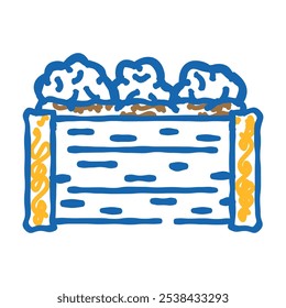 Vector de dibujo de icono de doodle de herramienta de cama de jardín. muestra de herramienta de cama de jardín. ilustración de símbolo aislado
