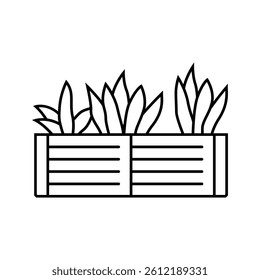 garden bed tool line icon vector. garden bed tool sign. isolated contour symbol black illustration