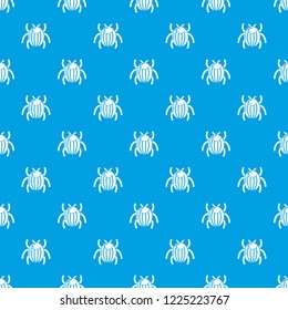 Garden beetle bug pattern vector seamless blue repeat for any use