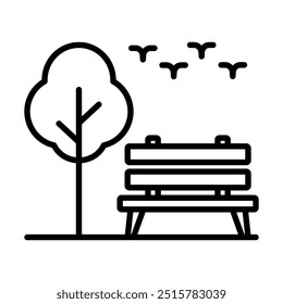 Garden Bench icon line vector illustration