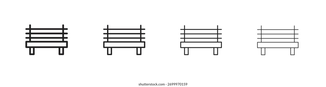 Garden Bench icons. editable stroke icon collection.