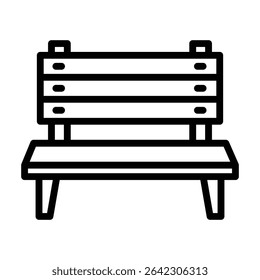 Garden Bench Outline bold Vector Icon which can be easily modified or Edited 
