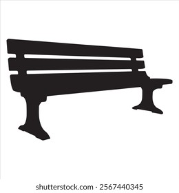 Garden Bench Vector Black Isolated Silhouette Icon, Wooden Bench Clipart isolated on a white background
