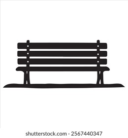 Garden Bench Vector Black Isolated Silhouette Icon, Wooden Bench Clipart isolated on a white background
