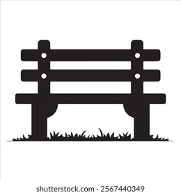 Garden Bench Vector Black Isolated Silhouette Icon, Wooden Bench Clipart isolated on a white background
