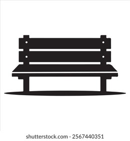 Garden Bench Vector Black Isolated Silhouette Icon, Wooden Bench Clipart isolated on a white background
